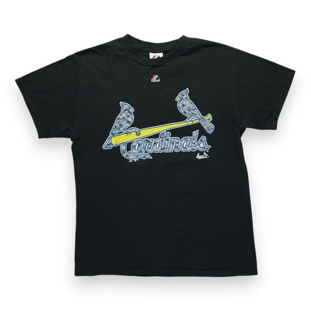 St Louis Cardinals Baseball Black Majestic Mens T-Shirt Size Medium Short Sleeve
